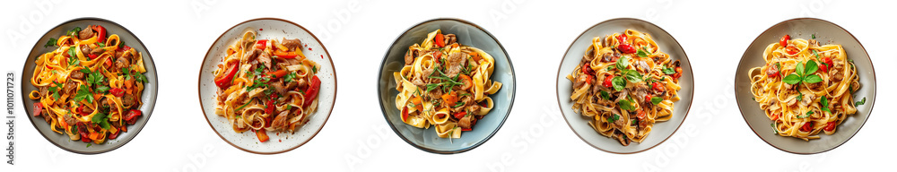 fettuccine pasta or kwetiau on a plate isolated on a transparent or white background, top view, cut-out, PNG
fettuccine pasta or kwetiau on a plate isolated on a transparent or white background, top view, cut-out, PNG