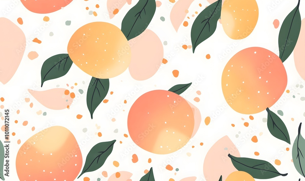 seamless pattern with peaches, Generative AI seamless pattern with peaches, Generative AI
