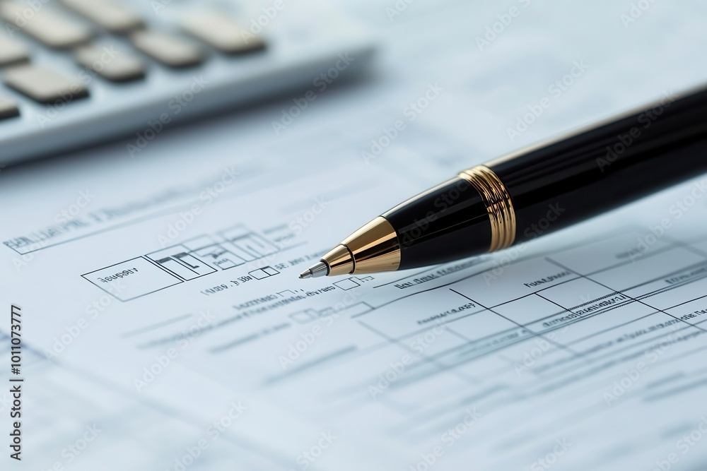Close-up of a pen on a financial document, symbolizing budgeting, planning, and data analysis in a professional setting. Close-up of a pen on a financial document, symbolizing budgeting, planning, and data analysis in a professional setting.