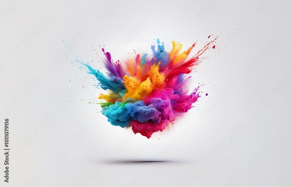 Fototapeta premium An isolated, vibrant explosion of color against a white background.