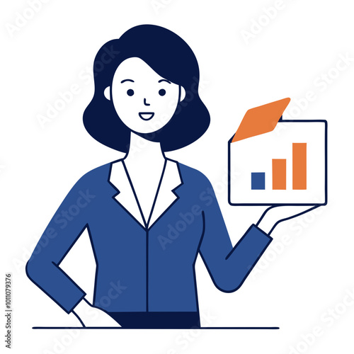 Dynamic Businesswoman Engaging Clients Vector Illustration Highlighting Effective Communication and Presentation Skills 