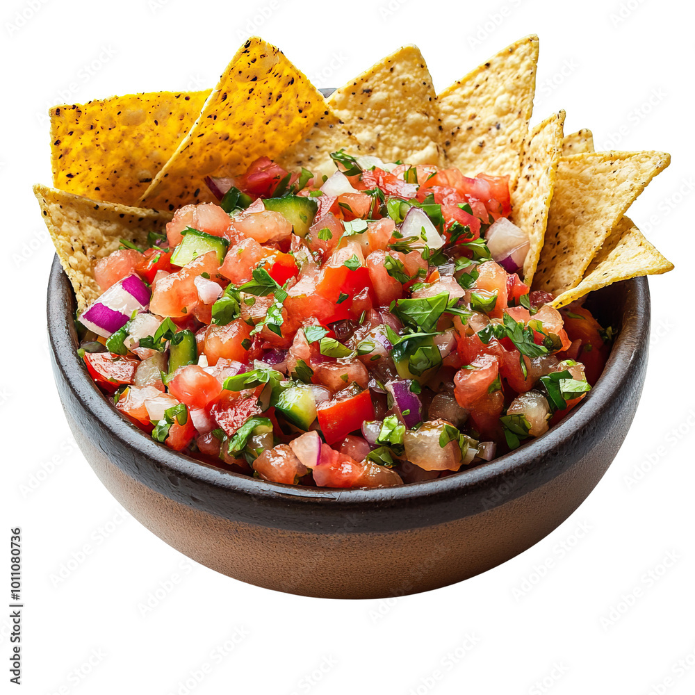 Fresh Salsa and Chips isolated on white background Fresh Salsa and Chips isolated on white background