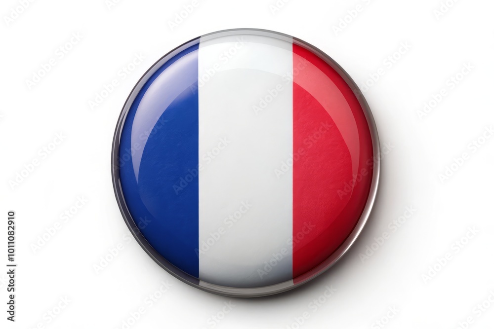 Elevate your style with this France flag button, ideal for national celebrations, sporting events, and festive Elevate your style with this France flag button, ideal for national celebrations, sporting events, and festive