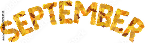 arched word september from autumnal leaves
