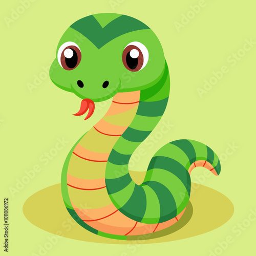 Cute smiling snake isolated on white background. Symbol of the year of the snake. Vector illustration stock illustration