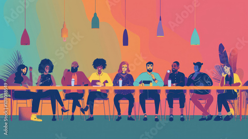 A diverse group of employees sitting around a conference table, attentively listening to diversity training.