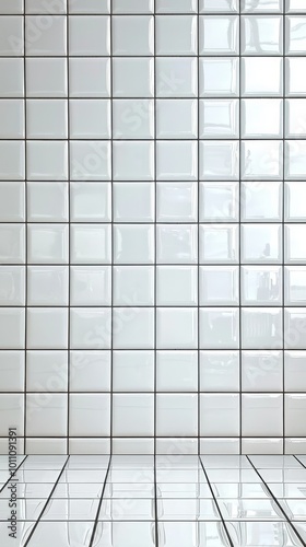 A Clean and Shiny Surface of White Tiles Creates a Contemporary Look in the Indoor Area