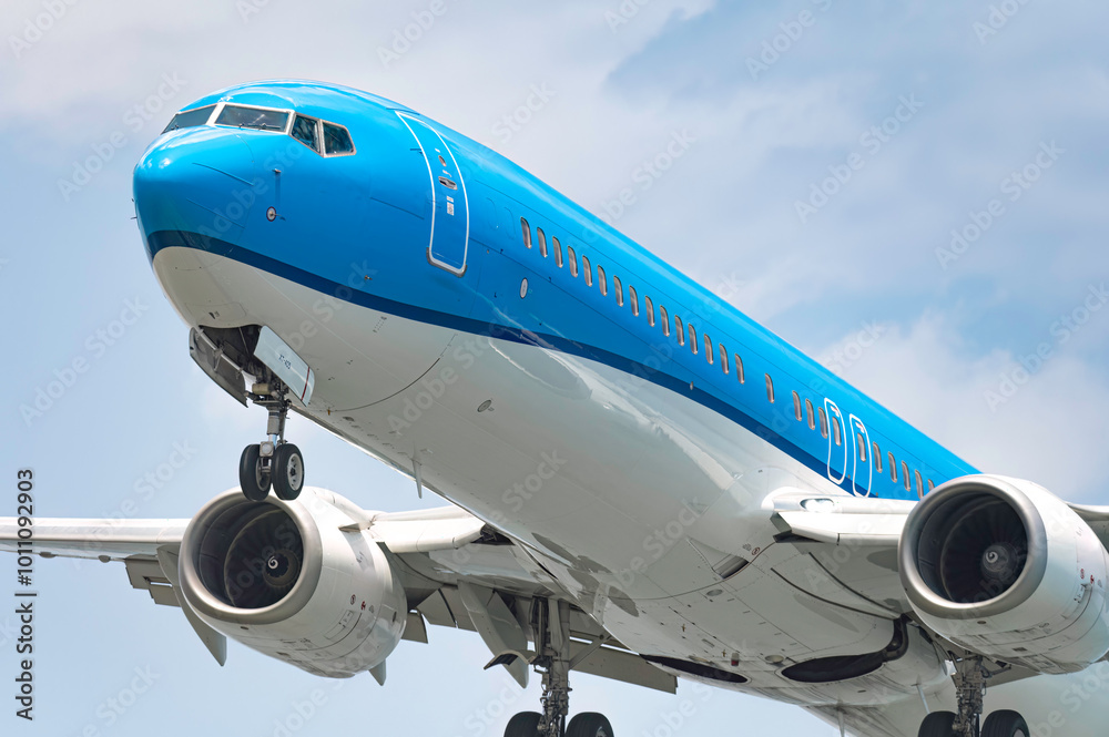 Obraz premium Modern passenger airplane is landing at the airport