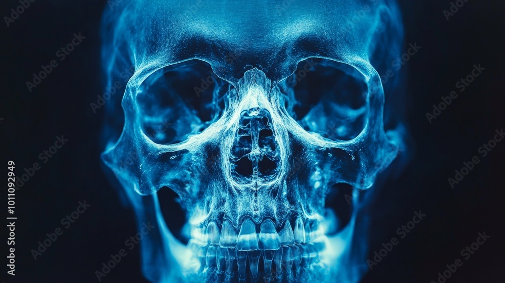 Fototapeta premium Detailed Skull X-ray Scan for Medical and Educational Purposes