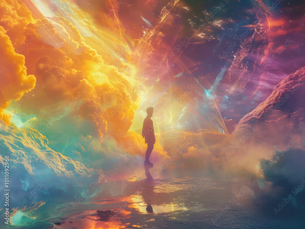 A dreamer consciously walking through a vivid dream, guided by an experienced lucid dream coach. A dreamer consciously walking through a vivid dream, guided by an experienced lucid dream coach.