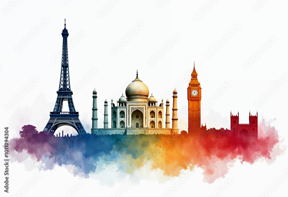 Obraz premium city skyline at sunset