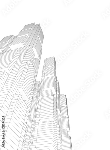 Abstract city architecture vector 3d illustration
