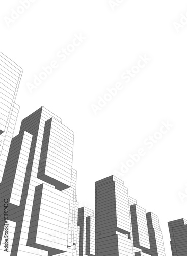 Abstract city architecture vector 3d illustration