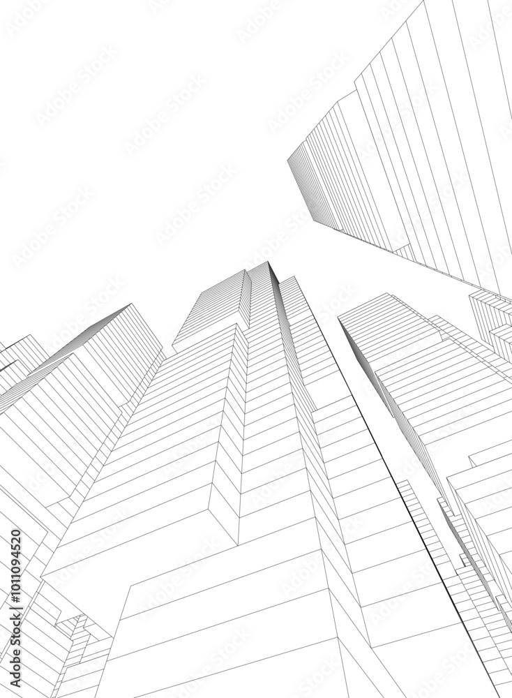 Abstract city architecture vector 3d illustration Abstract city architecture vector 3d illustration