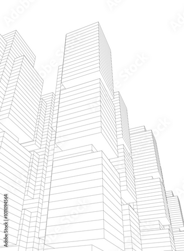 Abstract city architecture vector 3d illustration