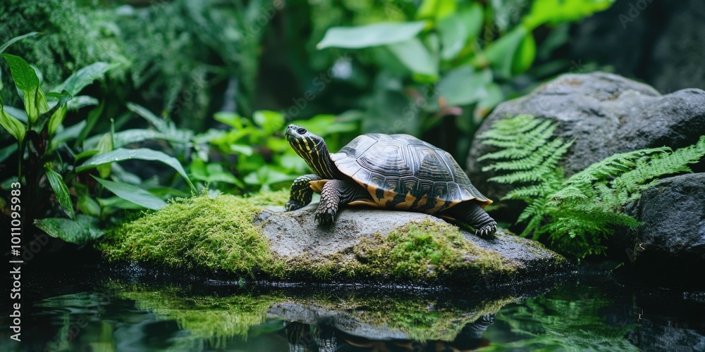 Obraz premium Turtle on Rock Pond