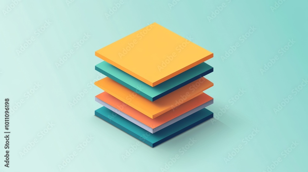 A vector illustration of a 3D icon that looks like layers stacked on top of each other. A vector illustration of a 3D icon that looks like layers stacked on top of each other.