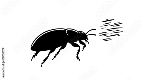 Bombardier beetle expelling a defensive spray from its abdomen, vector illustration art
