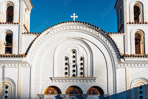 Virgin Mary Hodegetria church facade. Galata village, Nicosia District, Cyprus photo