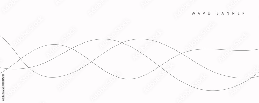 Abstract vector banner with grey wavy lines Abstract vector banner with grey wavy lines