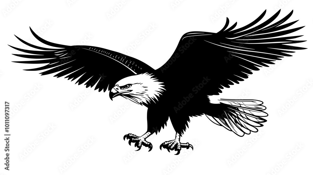 Obraz premium Eagle diving with talons extended, aiming to catch prey, vector illustration art
