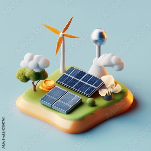 3D Energy Icon: Renewable Power and Sustainability Illustration Logo photo