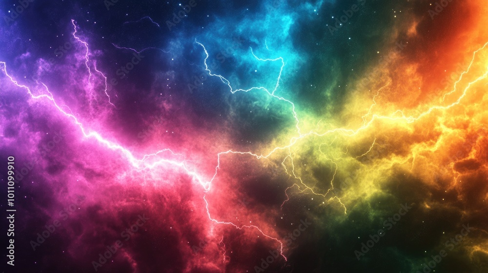 Fototapeta premium Colorful Galaxy with Lightning