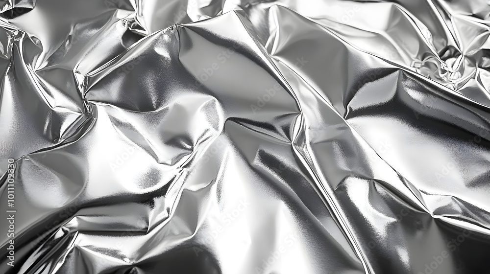 A close-up of crumpled silver foil capturing the intricate textures and reflections, highlighting the abstract and metallic nature of the material. The fine details of the creases and folds create a d A close-up of crumpled silver foil capturing the intricate textures and reflections, highlighting the abstract and metallic nature of the material. The fine details of the creases and folds create a d