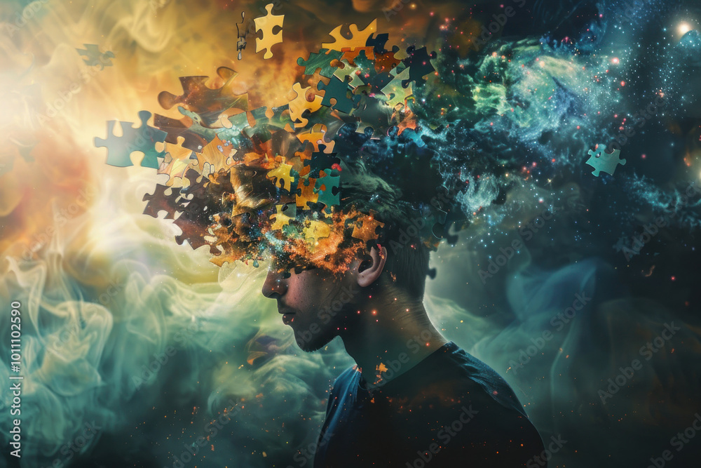 A dream scenario where pieces of a puzzle are coming together in a dreamer'ss mind, representing clarity and problem-solving. A dream scenario where pieces of a puzzle are coming together in a dreamer'ss mind, representing clarity and problem-solving.