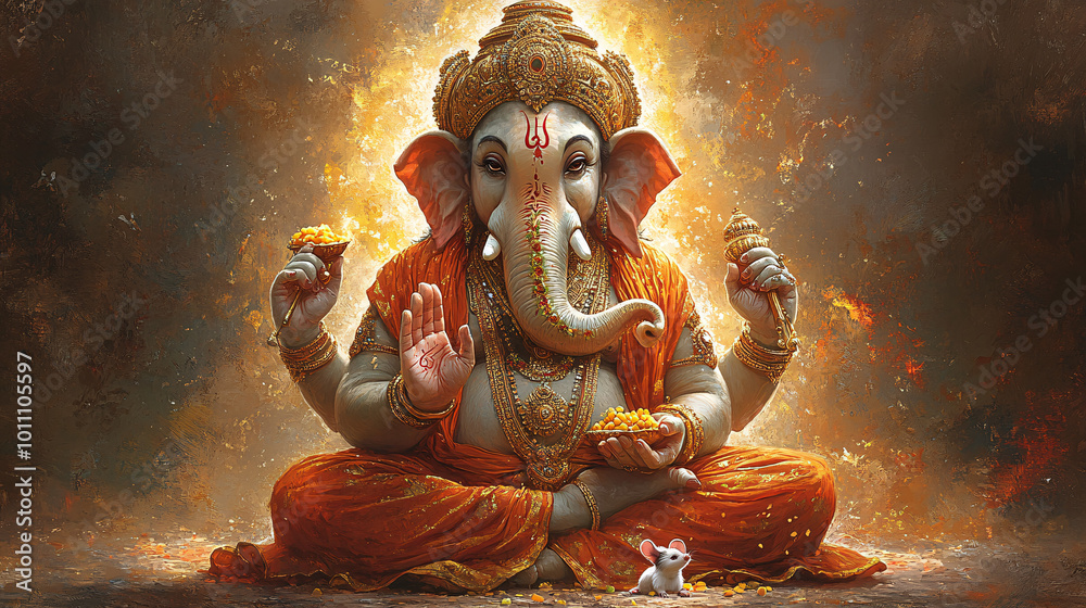Illustration of Lord Ganpati or Ganesha for Ganesh Chaturthi on white background, depicting a serene and joyful atmosphere perfect for spiritual themes. Illustration of Lord Ganpati or Ganesha for Ganesh Chaturthi on white background, depicting a serene and joyful atmosphere perfect for spiritual themes.