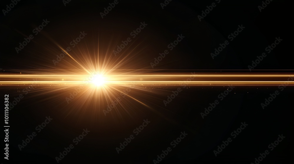 Fototapeta premium Sunlight overlay with sun rays isolated on a black background, designed for overlay effects.