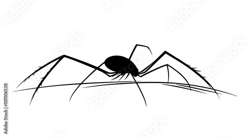 Harvestman moving across a flat surface, searching for food or shelter, vector illustration art