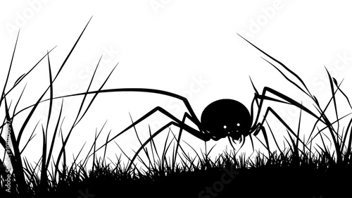 Harvestman exploring the ground, legs extended outward as it walks, vector illustration art