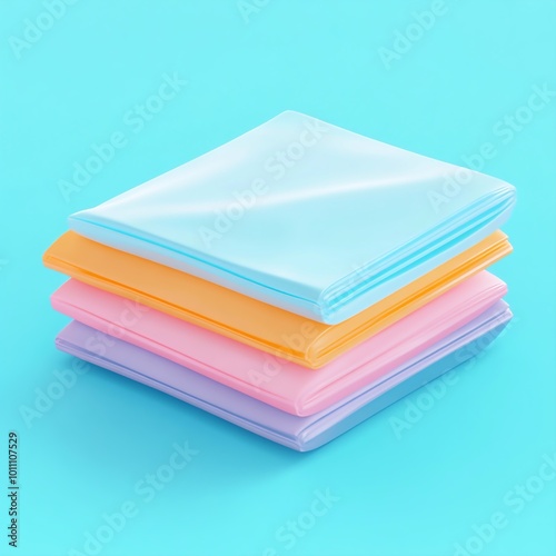 3D Dryer Sheets Icon: Fresh Laundry and Fabric Care Illustration Logo