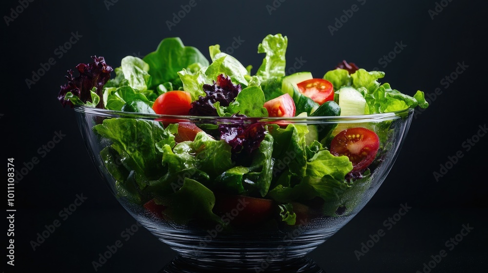 Fresh salad in glass bowl Fresh salad in glass bowl