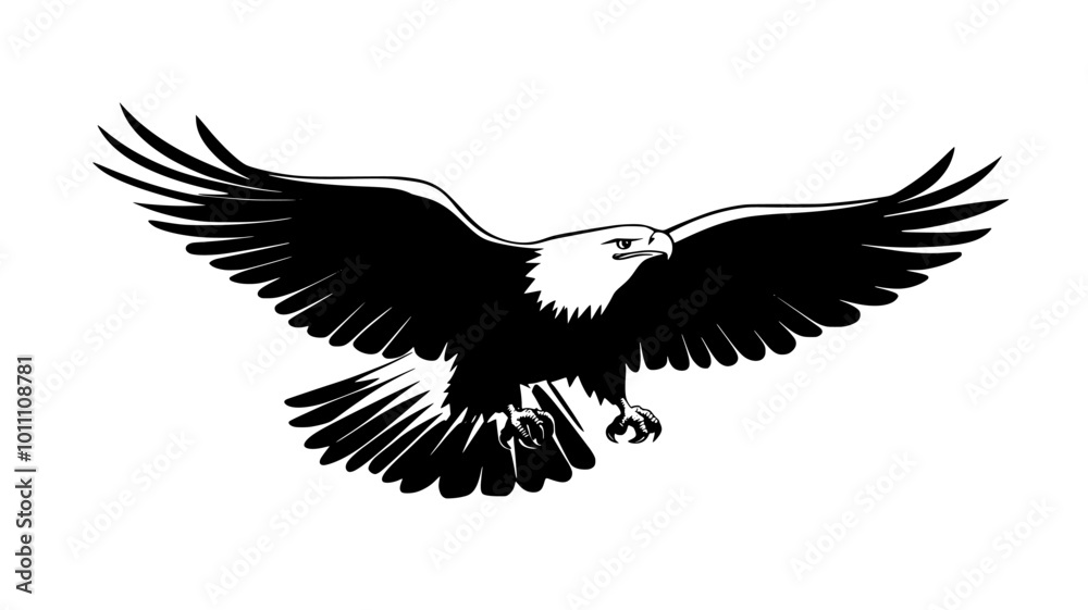 An eagle swoops down toward the ground, talons extended, preparing to catch prey, vector illustration art An eagle swoops down toward the ground, talons extended, preparing to catch prey, vector illustration art