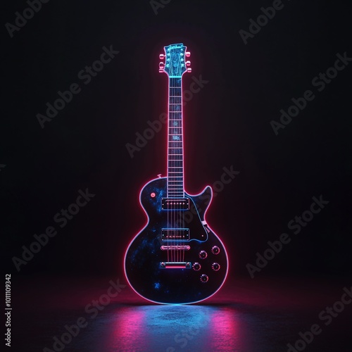 3D Guitar Icon: Rock Music and Electric Effects Illustration Logo