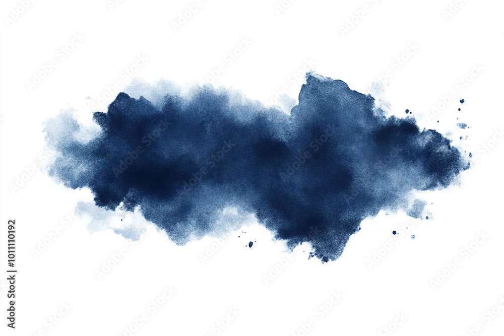 Obraz premium abstract deep blue cloud watercolor background on white background, a large area of dark blue color in the center of the composition, minimalistic design, high resolution,