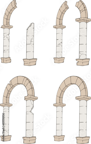 Design of four medieval arches set