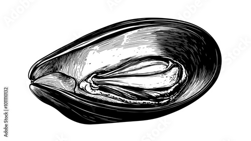 Cross-section of a clam showing internal organs and muscle structure, vector illustration art