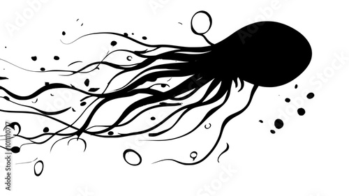 Giardia trophozoite swimming in a watery environment, using its flagella for movement, vector illustration art
