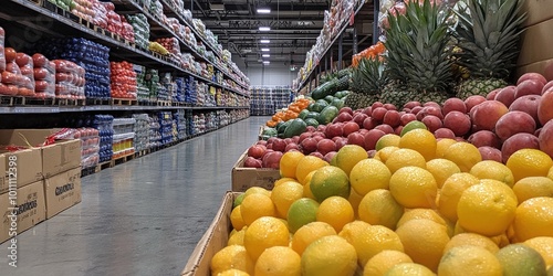 farm-fresh fruits and vegetables displayed in the refrigerated section of a supermarket ensuring quality preservation and freshness with cold storage technology photo