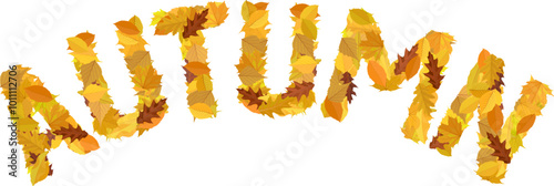 arched word autumn from autumnal leaves