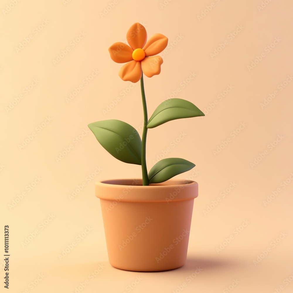 3D Flower Pot Icon: Gardening and Plant Care Illustration Logo 3D Flower Pot Icon: Gardening and Plant Care Illustration Logo