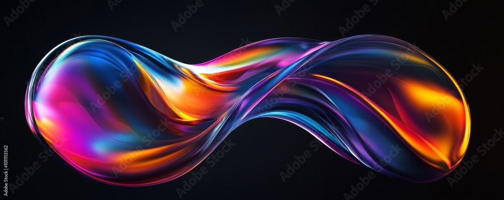 Colorful abstract shape flowing on dark background Colorful abstract shape flowing on dark background