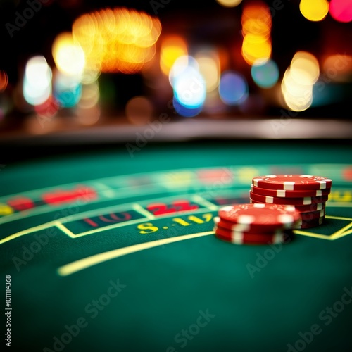 Wallpaper Mural Casino Roulette Table Game with Red Chips Betting, Gambling, and Entertainment Concept. Torontodigital.ca