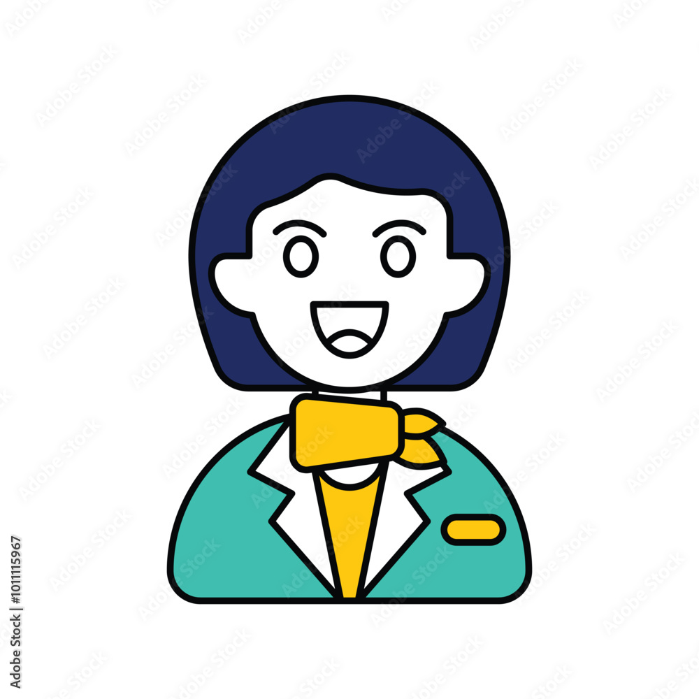 Air Hostess color line icon with white background vector stock illustration Air Hostess color line icon with white background vector stock illustration