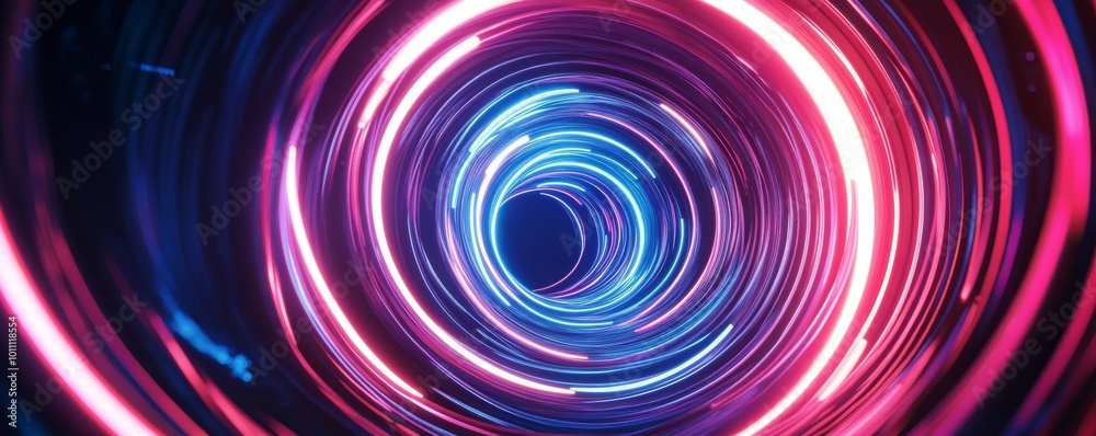 Swirling neon lights creating a colorful tunnel effect Swirling neon lights creating a colorful tunnel effect