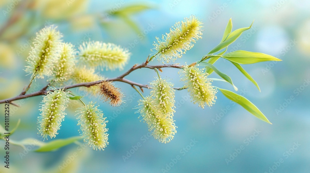 Soft Green Blossoms on a Delicate Branch Soft Green Blossoms on a Delicate Branch