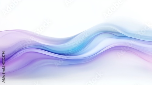 Abstract flowing waves in soft purple and blue tones create a serene visual effect.